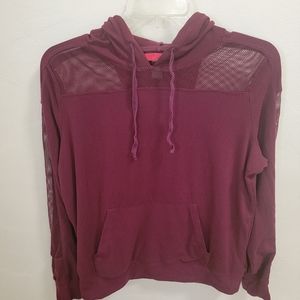 Hot Kiss Burgundy Mesh Hoodie